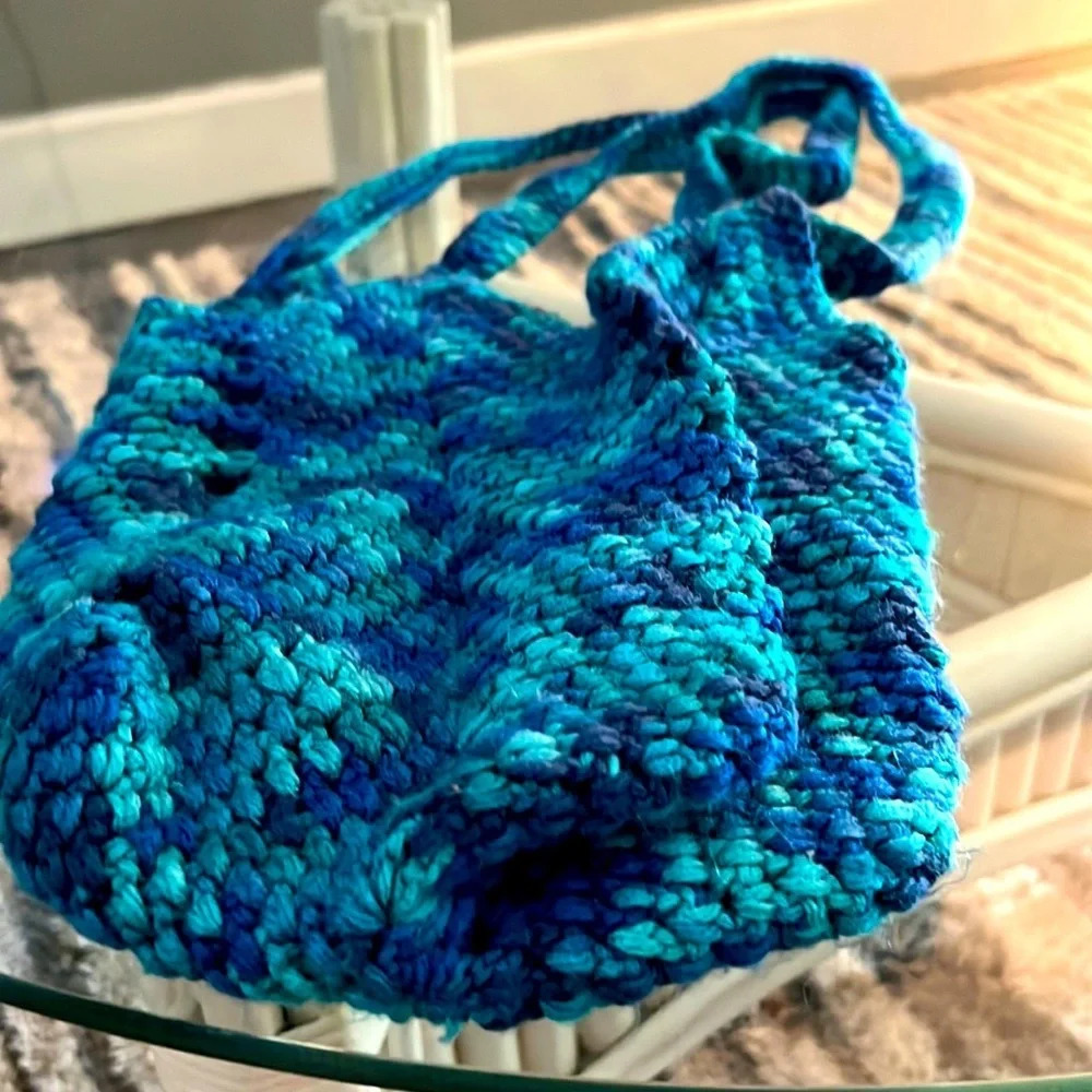 Knitted blue bag